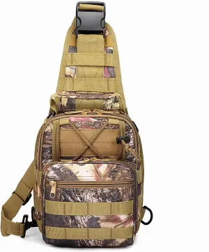 Tactical Shoulder Sling Bag Small Outdoor Chest Pack Backpack for Men Traveling, Trekking, Camping, Sling Backpack(Dead Leaves cp)