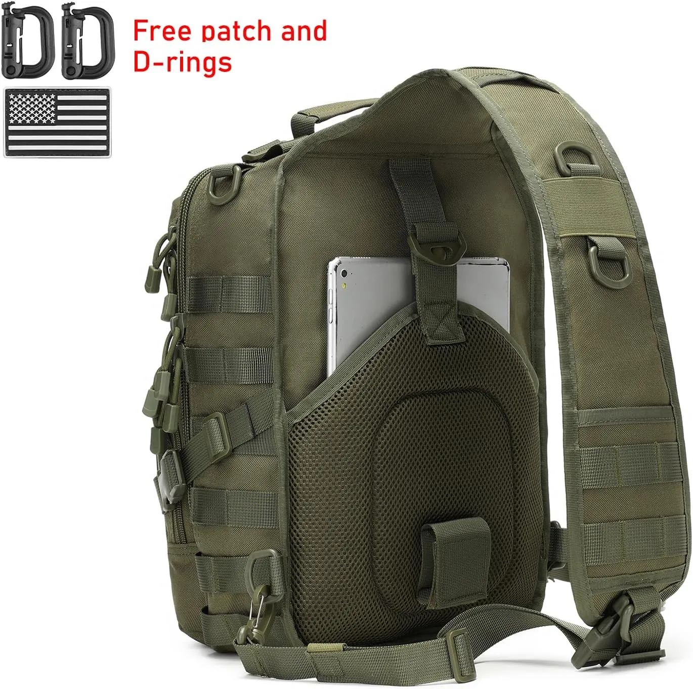 Tactical Sling Bag Backpack Military Rover Shoulder Sling Pack EDC Molle Assault Range Bag Crossbody Chest Pack (Army Green)