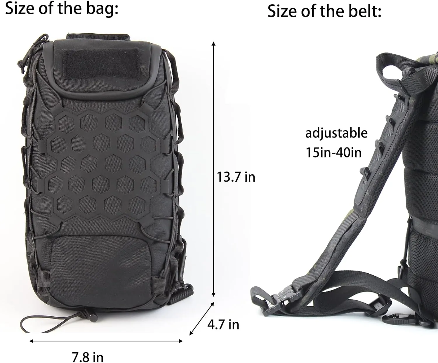 Tactical Sling Bag for Men Pack Military Rover Shoulder Bag Molle Assault Range Backpack Crossbody Chest Bag 1000D(black)