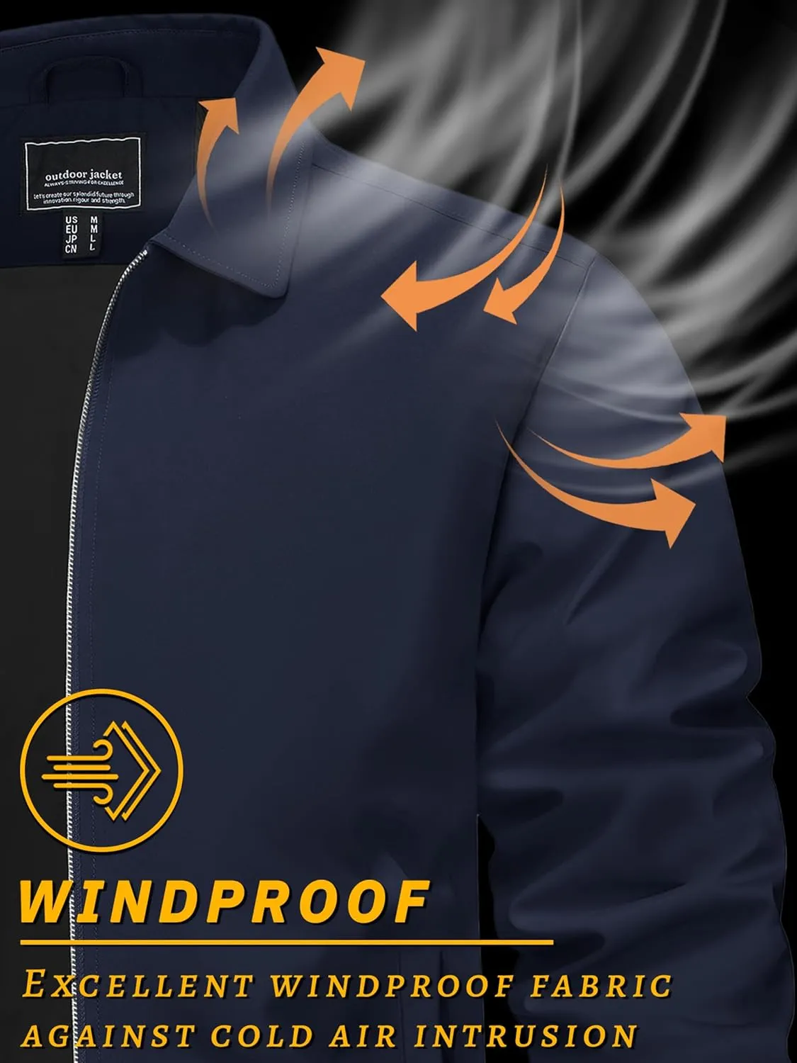 TACVASEN Mens Lightweight Windbreaker Full Zip Up Laydown Collar Jackets Light Casual Coat with Zip Pockets