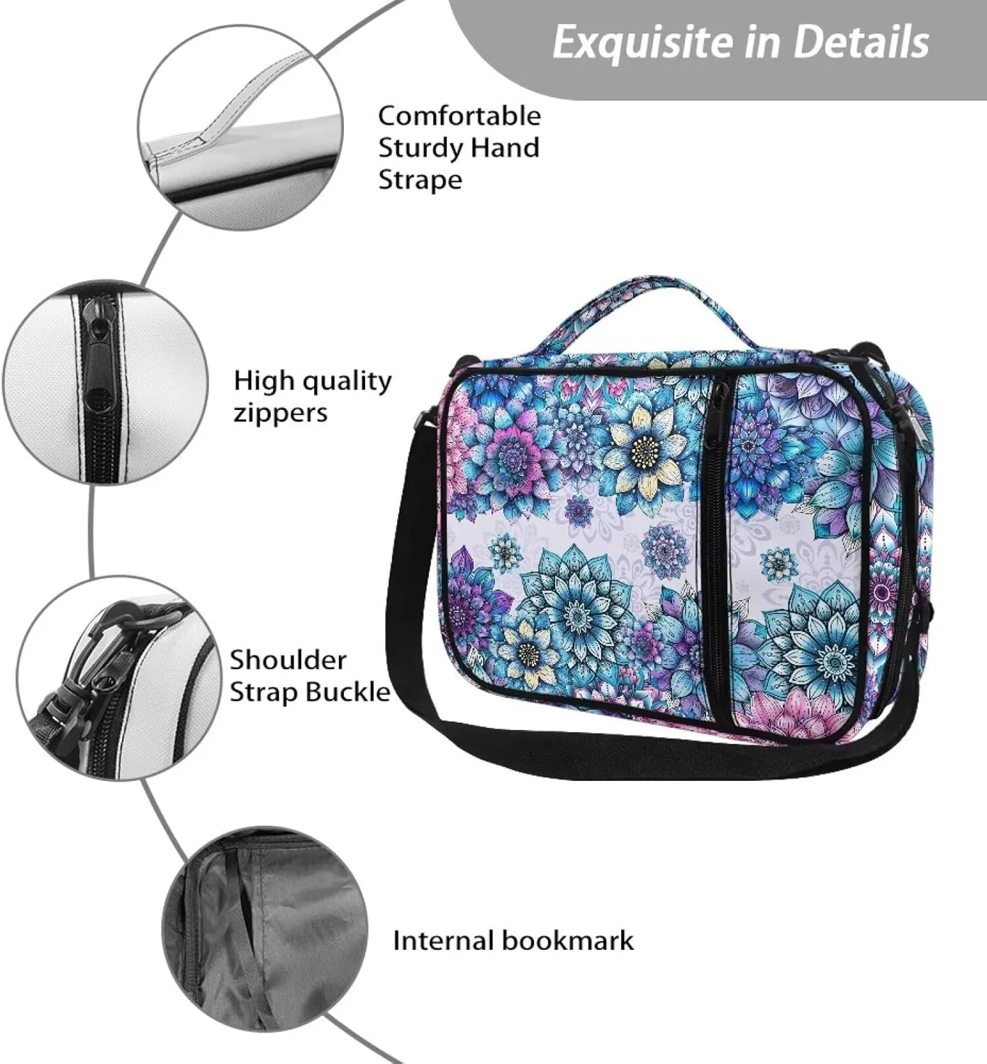 Talayituse Bible Cover for Women Men Portable Book Cover Large Capacity Bible Carrying Case with Handle/Shoulder Strap