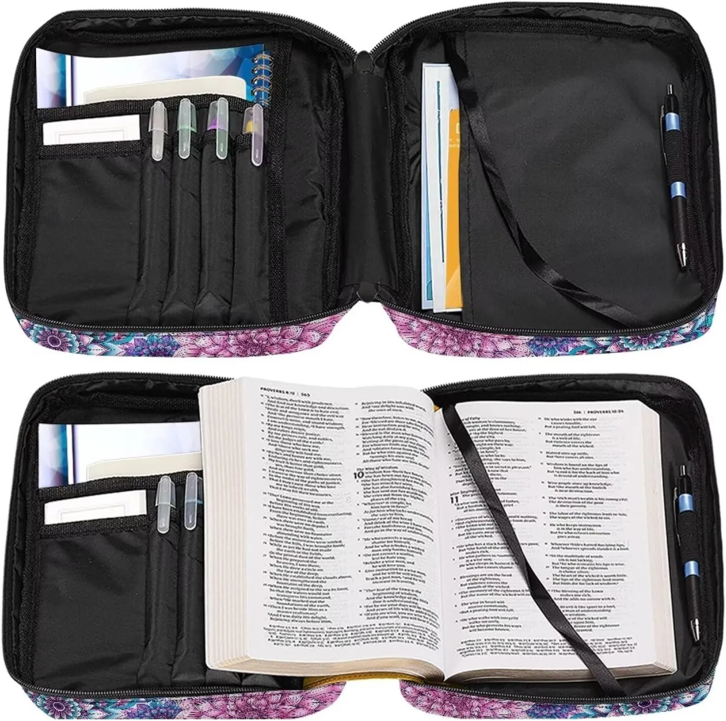 Talayituse Bible Cover for Women Men Portable Book Cover Large Capacity Bible Carrying Case with Handle/Shoulder Strap