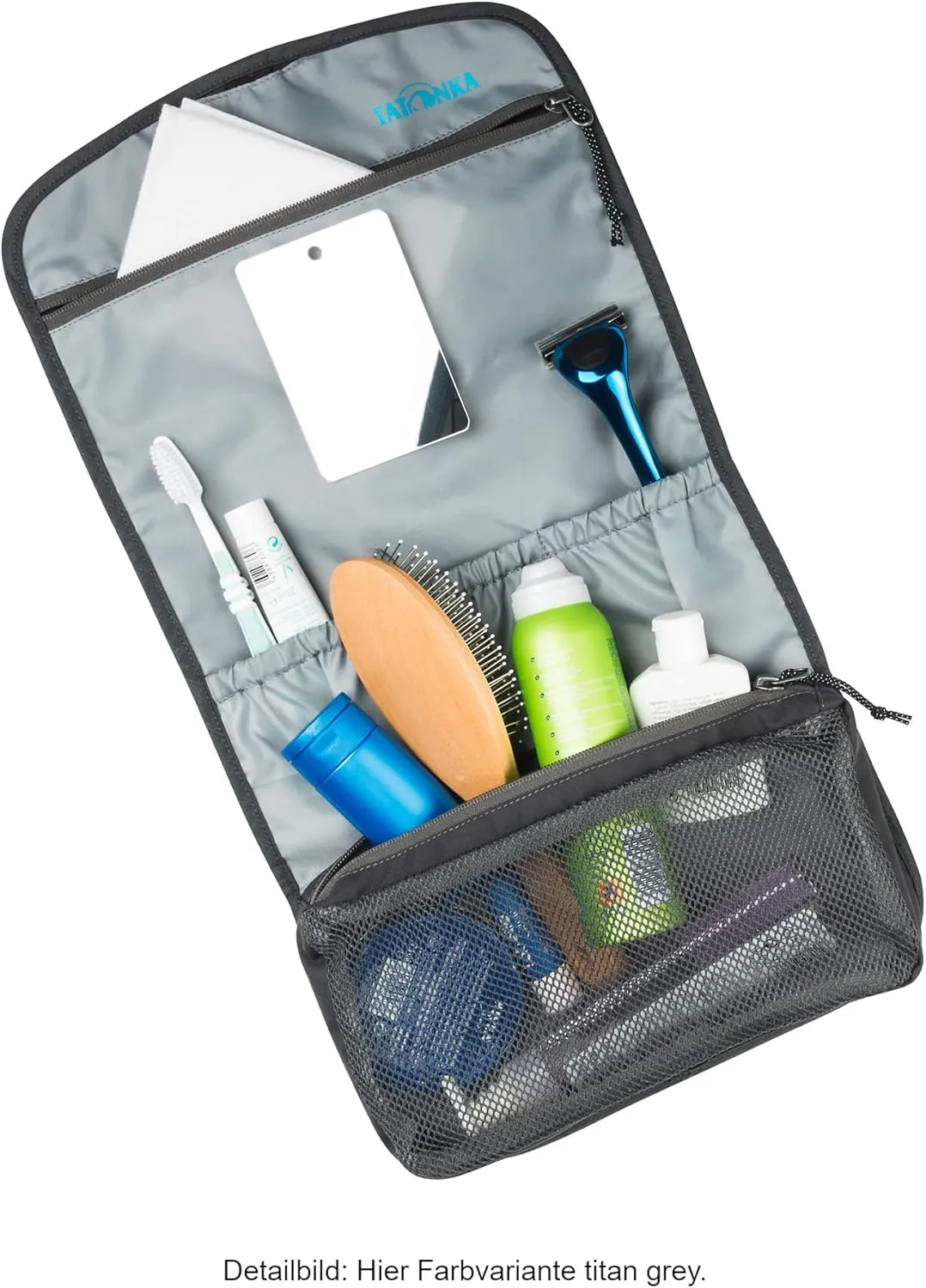 Tatonka Flat Cosmetic Bag with Hanging Hook and Multiple Compartments