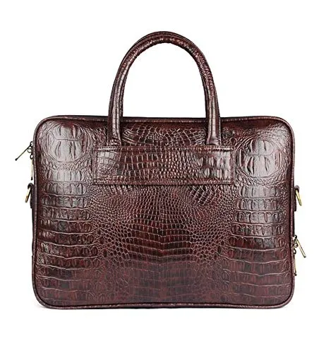 THE CLOWNFISH Crocodilan Laptop Briefcase - Stylish, Water Resistant | Adjustable Strap | 15.6 Inch | Rust Brown