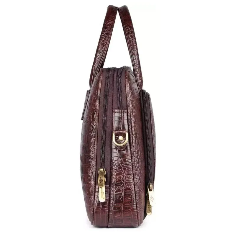 THE CLOWNFISH Crocodilan Laptop Briefcase - Stylish, Water Resistant | Adjustable Strap | 15.6 Inch | Rust Brown