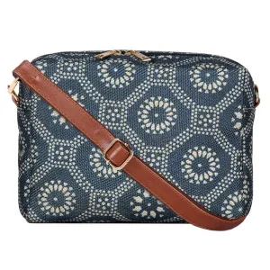The Clownfish Isla Printed Handicraft Fabric Crossbody Sling Bag for Women Casual Party Bag Purse with Adjustable Shoulder Strap and Printed Design for Ladies College Girls (Lead Grey)