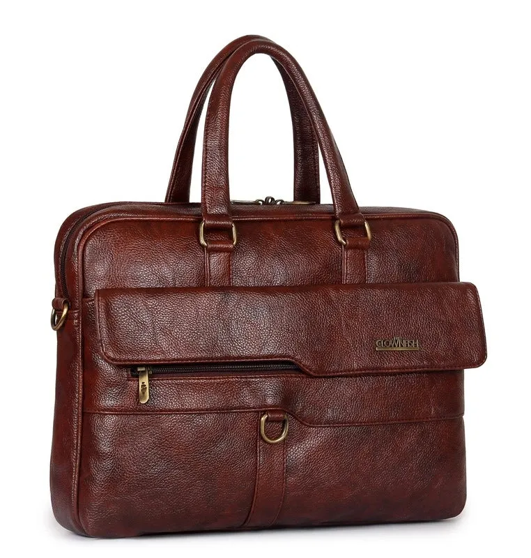 THE CLOWNFISH Passion Laptop Messenger Bag - Durable, Padded Compartment | Adjustable Shoulder Strap | 15.6 inch | Cinnamon