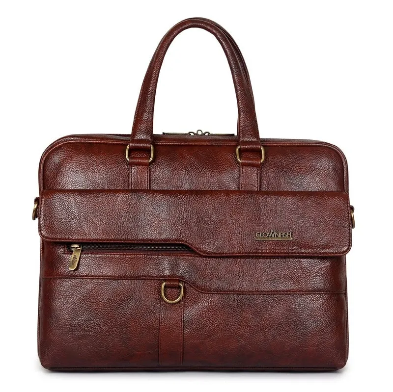 THE CLOWNFISH Passion Laptop Messenger Bag - Durable, Padded Compartment | Adjustable Shoulder Strap | 15.6 inch | Cinnamon