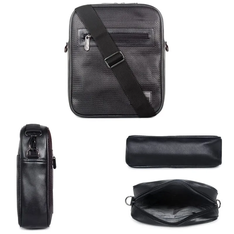 THE CLOWNFISH Regal Sling Bag - Premium Leatherette, Spacious Pockets | Unisex | 25 cm x 26 cm | Chocolate