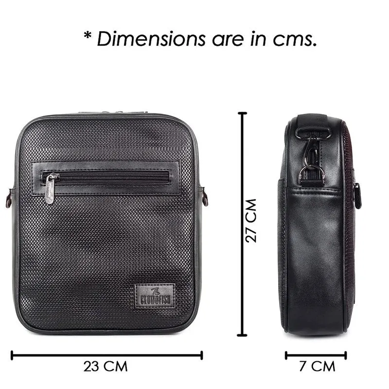 THE CLOWNFISH Regal Sling Bag - Premium Leatherette, Spacious Pockets | Unisex | 25 cm x 26 cm | Chocolate