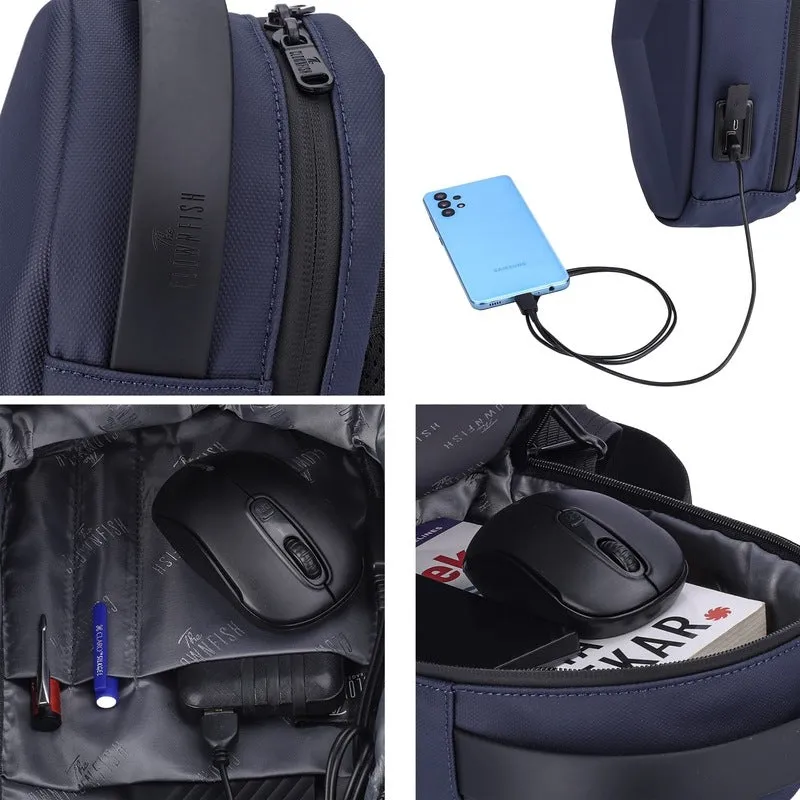 THE CLOWNFISH Sling Bag - Water Resistant, USB Charging | Utility Pocket | Camouflage