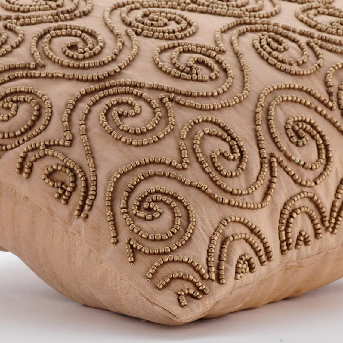 The HomeCentric Gold Scrolls 14x14 inch (35x35 cm) Abstract Modern Square Silk Pillow Cover, Office & Home, Gold Scrolls