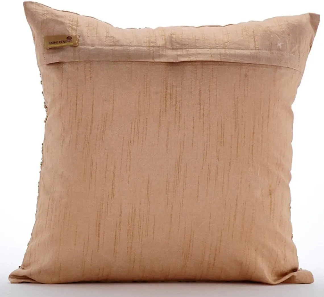 The HomeCentric Gold Scrolls 14x14 inch (35x35 cm) Abstract Modern Square Silk Pillow Cover, Office & Home, Gold Scrolls