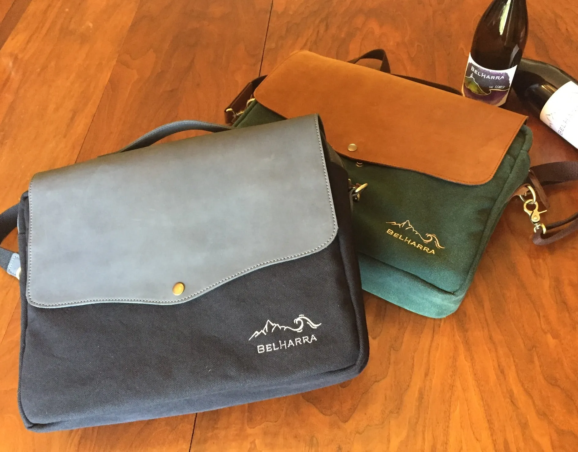 The Peddler: Leather laptop attache / wine sales bag