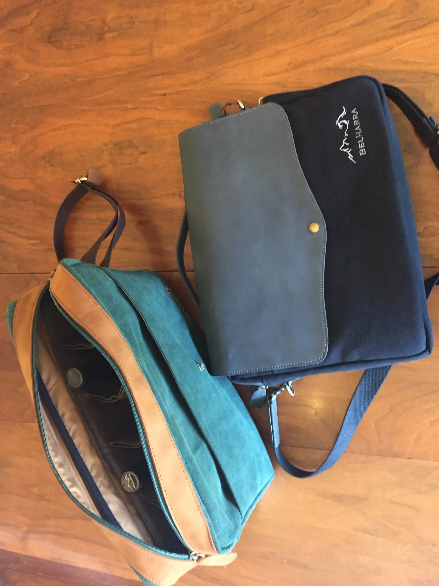 The Peddler: Leather laptop attache / wine sales bag