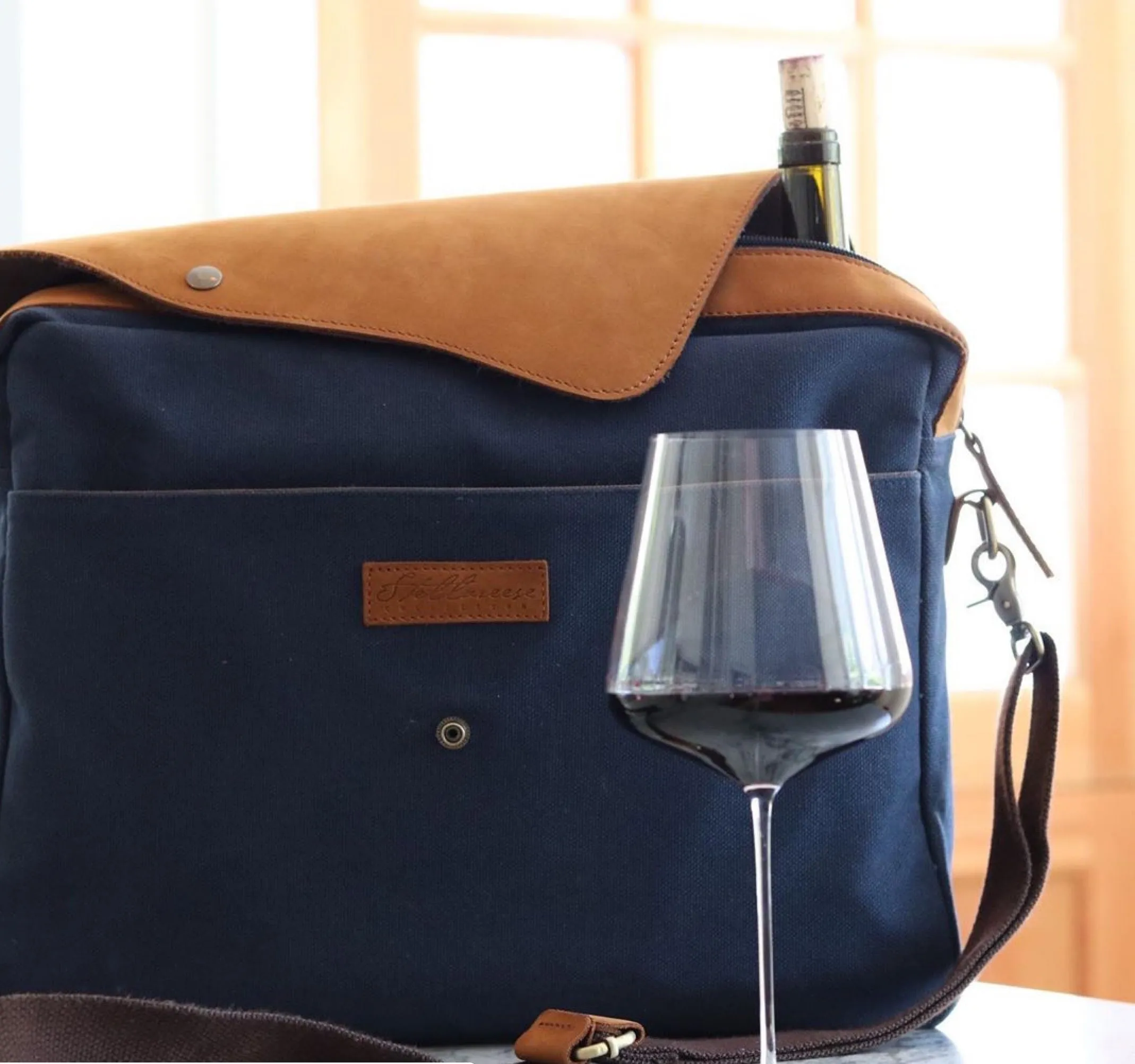 The Peddler: Leather laptop attache / wine sales bag