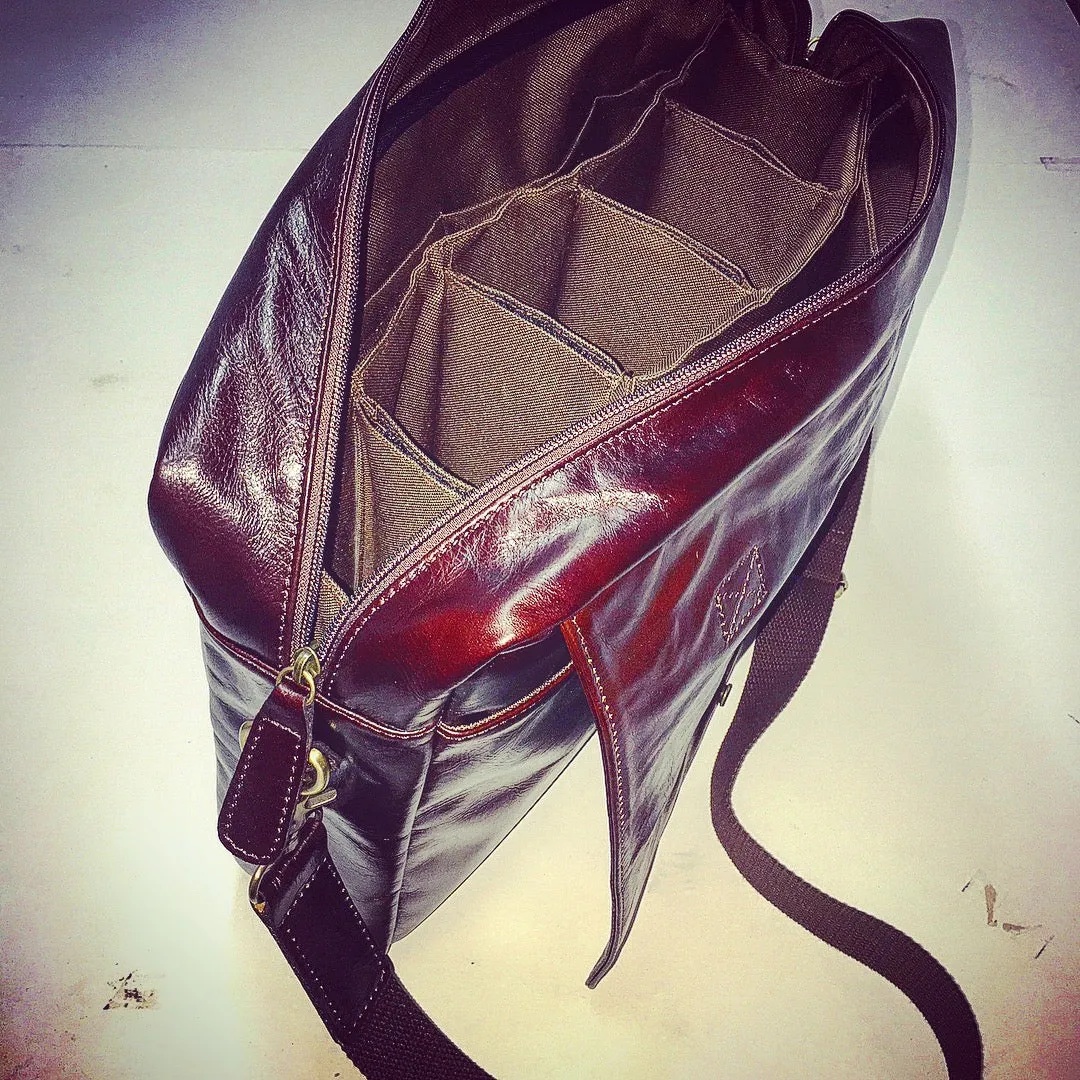The Peddler: Leather laptop attache / wine sales bag