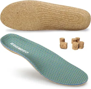 Thin Plantar Fasciitis Insoles, Arch Support Soft Breathable Cork Orthotic Shoe Inserts for Heel Pain Relief and Flat Foot, Anti Fatigue Work Insert （Men 9-10.5/Women 10-11.5）