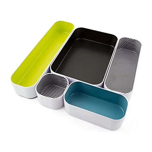 Three By Three Seattle Drawer Organizer Pack of 5, 2", Spring green/Black/Sky Blue/Stripes (52292)