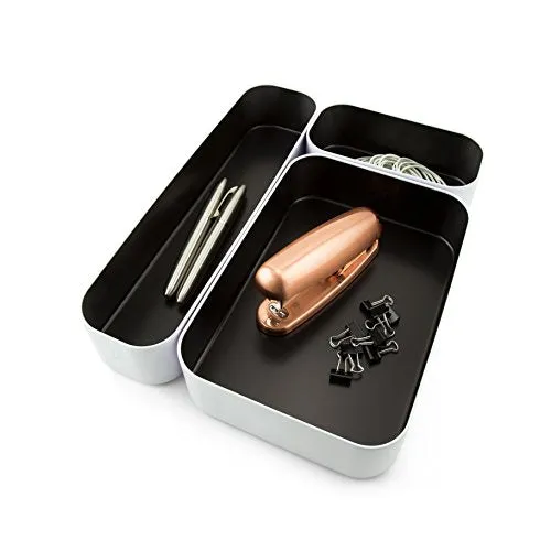 Three By Three Seattle Drawer Organizers Stacking Bins, Black (52275)