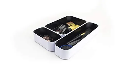 Three By Three Seattle Drawer Organizers Stacking Bins, Black (52275)