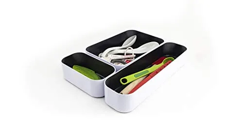 Three By Three Seattle Drawer Organizers Stacking Bins, Black (52275)