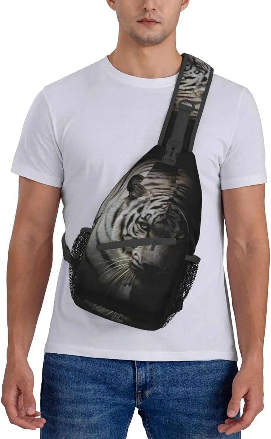 Tiger Crossbody Bag Men Shoulder Bag Backpack Cool Sling Bag Chest Casual Daypack for Outdoor