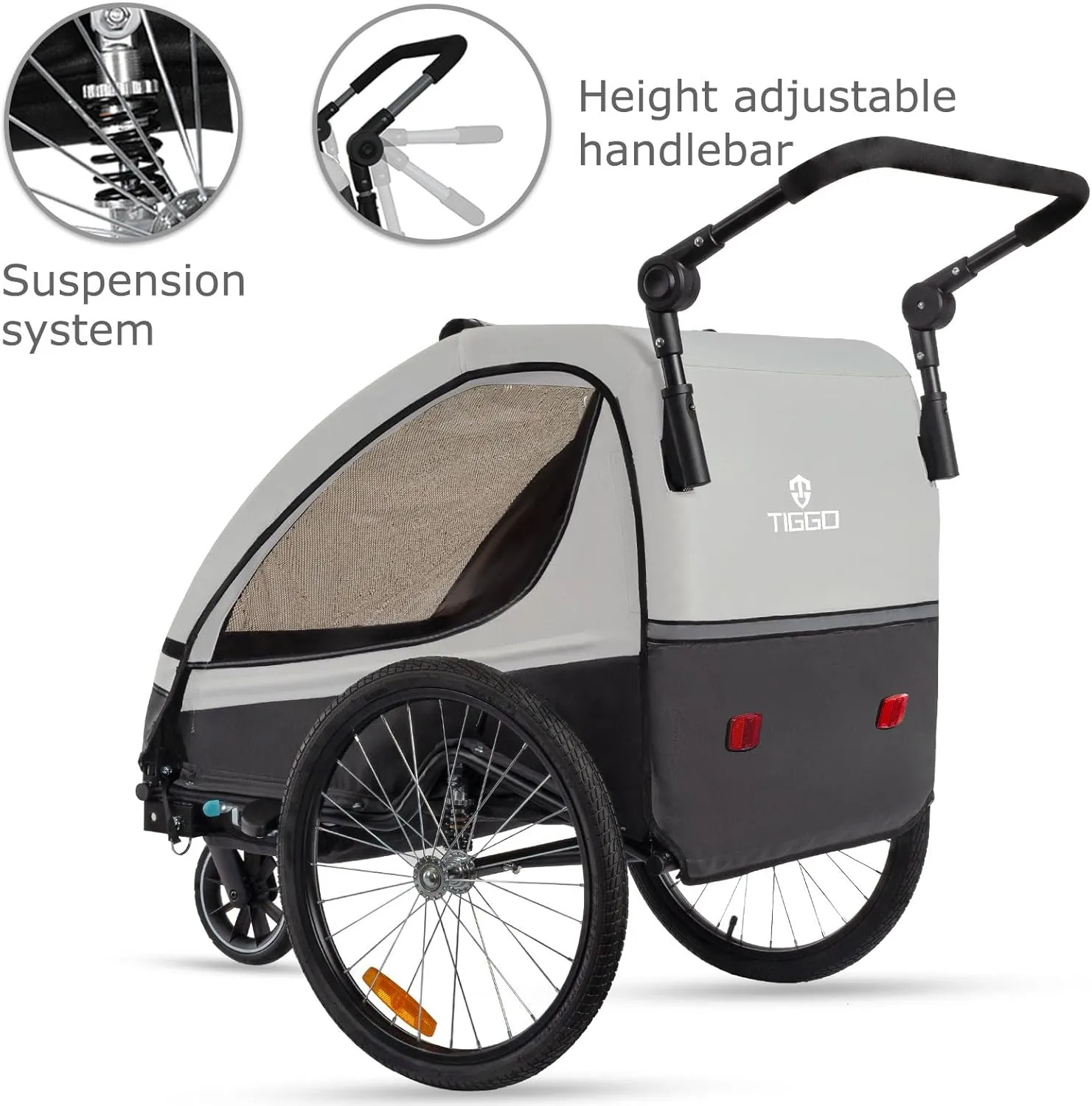 TIGGO VS Suspension Bike Trailer & Stroller 2 in 1 Double Seat for Toddlers, Kids, Child Bicycle Carrier Jogger