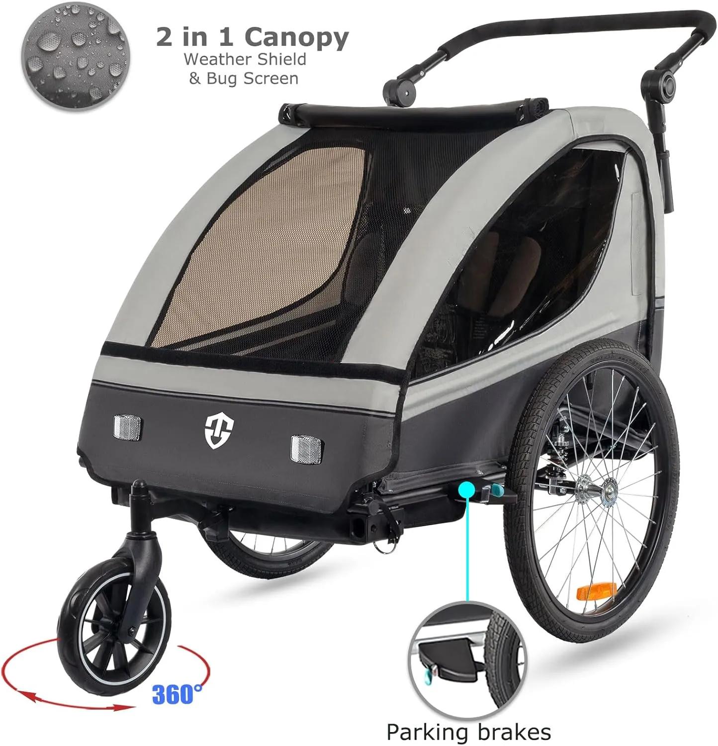 TIGGO VS Suspension Bike Trailer & Stroller 2 in 1 Double Seat for Toddlers, Kids, Child Bicycle Carrier Jogger