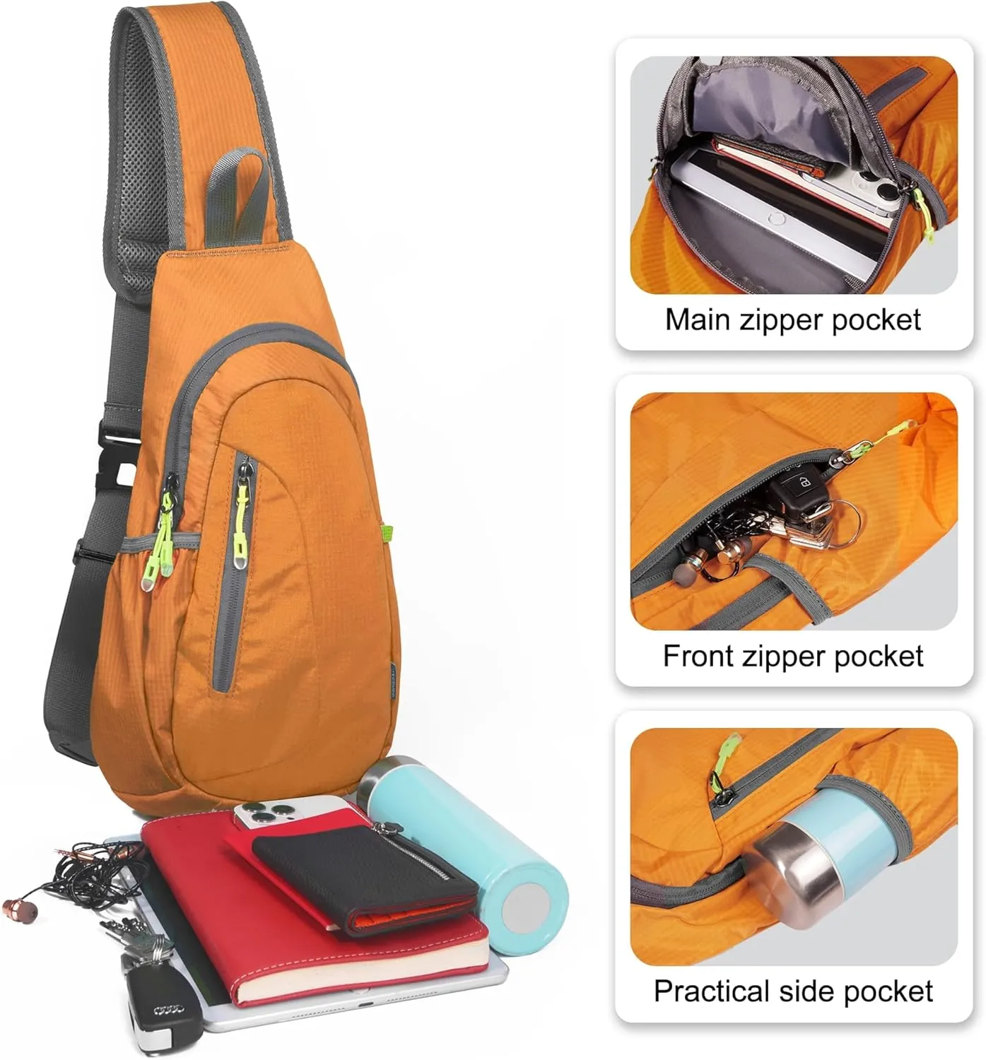 TITECOUGO Small Sling Bag, Lightweight Crossbody Backpack for Men Women, Shoulder Bag for Sports and Outdoor