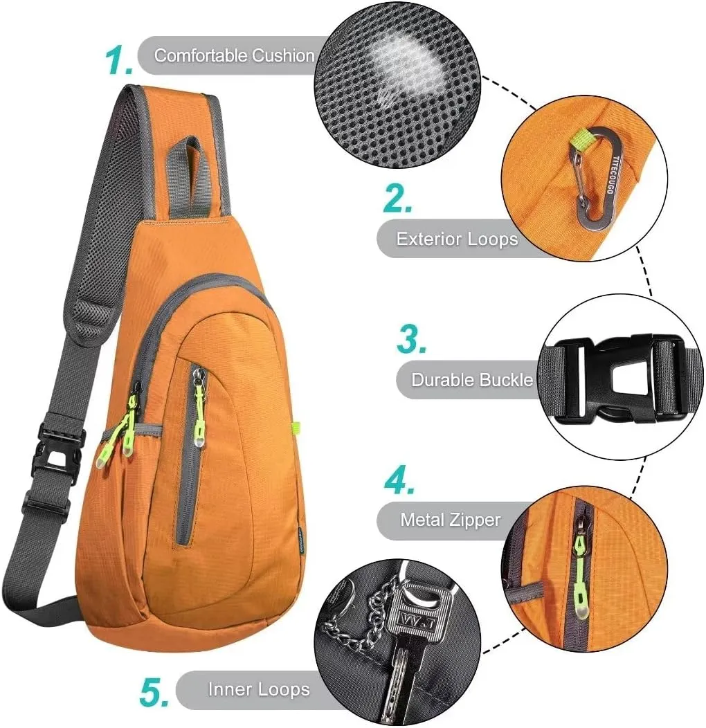 TITECOUGO Small Sling Bag, Lightweight Crossbody Backpack for Men Women, Shoulder Bag for Sports and Outdoor