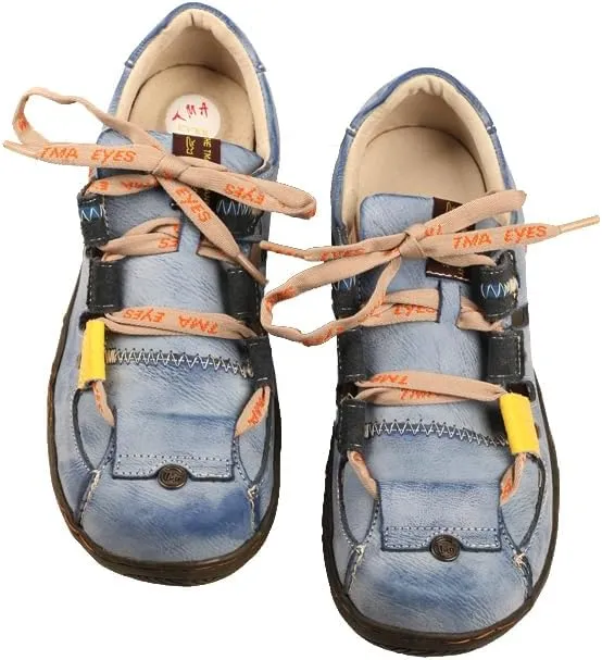TMA EYES Women's Leather Breathable Plus Size Shoes Casual Pigskin Outdoor Walking Shoes with Insides