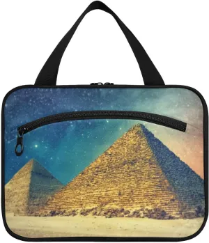 Toiletry Bag Travel Bag with Hanging Hook-Egypt-pyramids，Water-resistant Makeup Cosmetic Bag for gym outdoor activities ，M