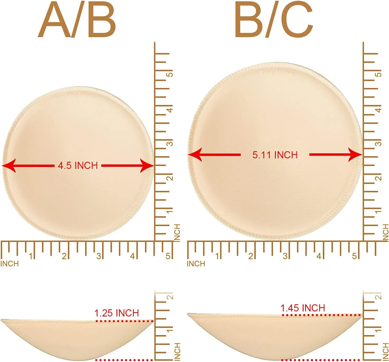 TopBine 3 pairs Round Soft Bra Inserts Pads Removable Sport Bra Cups inserts Mastectomy Bra Inserts For Bikini Top Swimsuit
