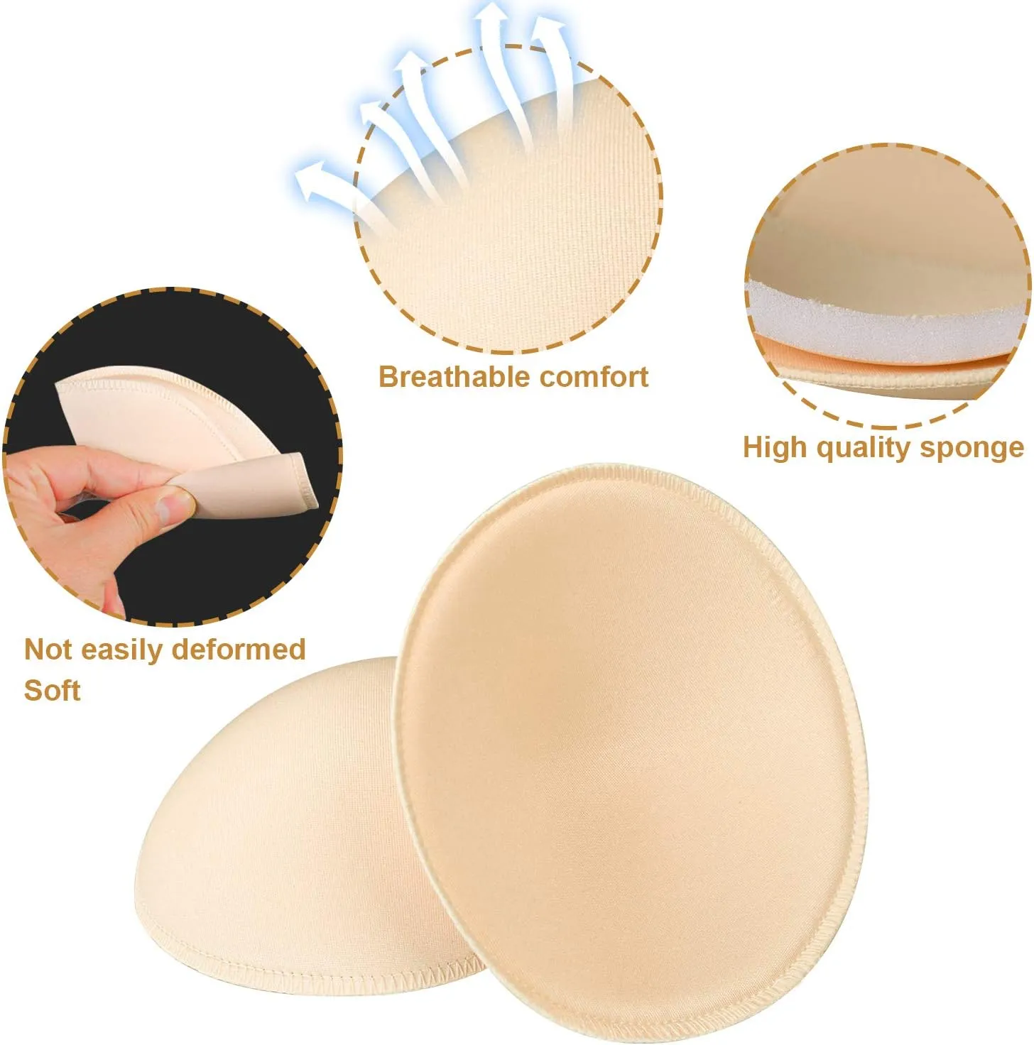 TopBine 3 pairs Round Soft Bra Inserts Pads Removable Sport Bra Cups inserts Mastectomy Bra Inserts For Bikini Top Swimsuit