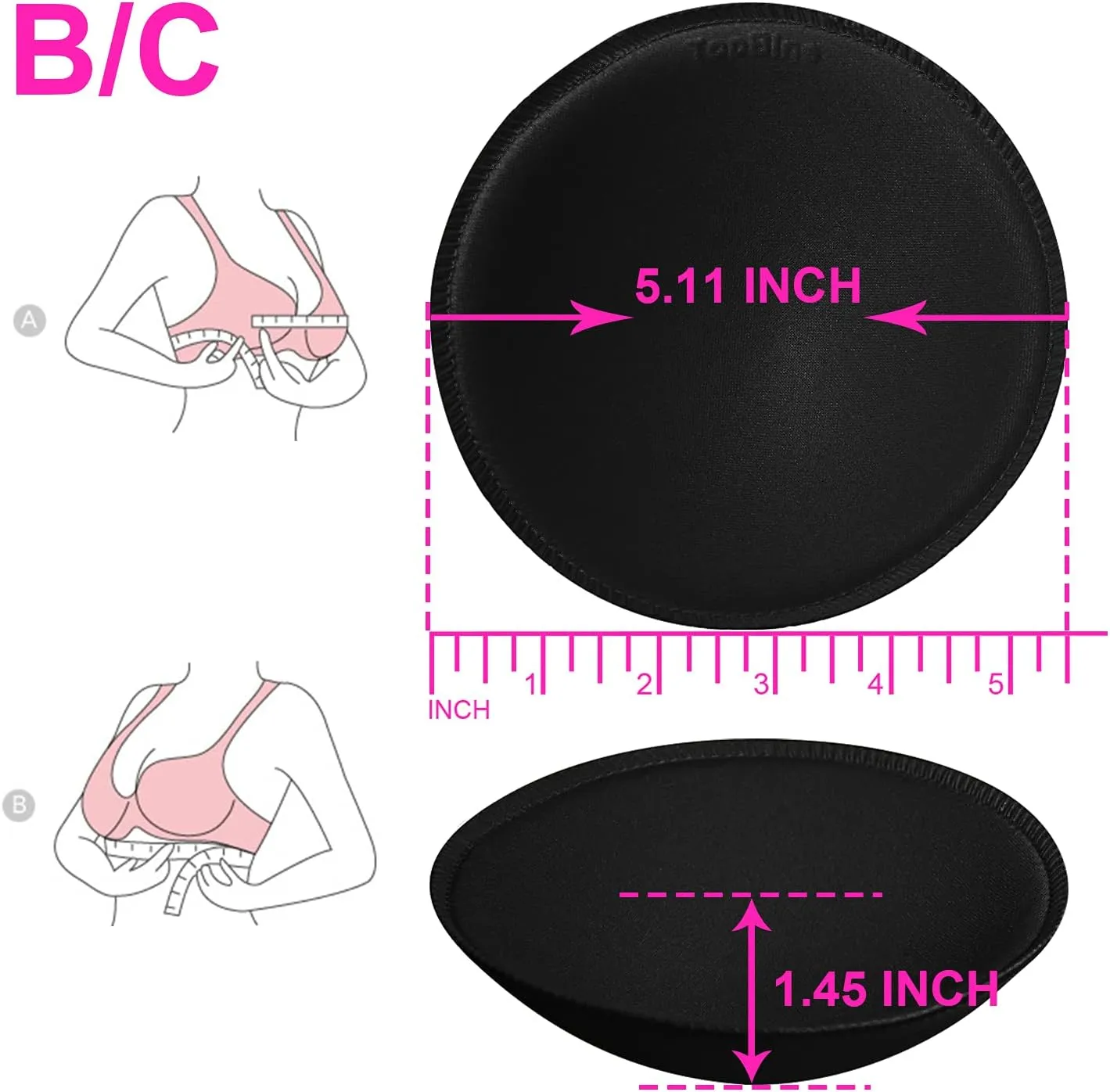 TopBine 3 pairs Round Soft Bra Inserts Pads Removable Sport Bra Cups inserts Mastectomy Bra Inserts For Bikini Top Swimsuit