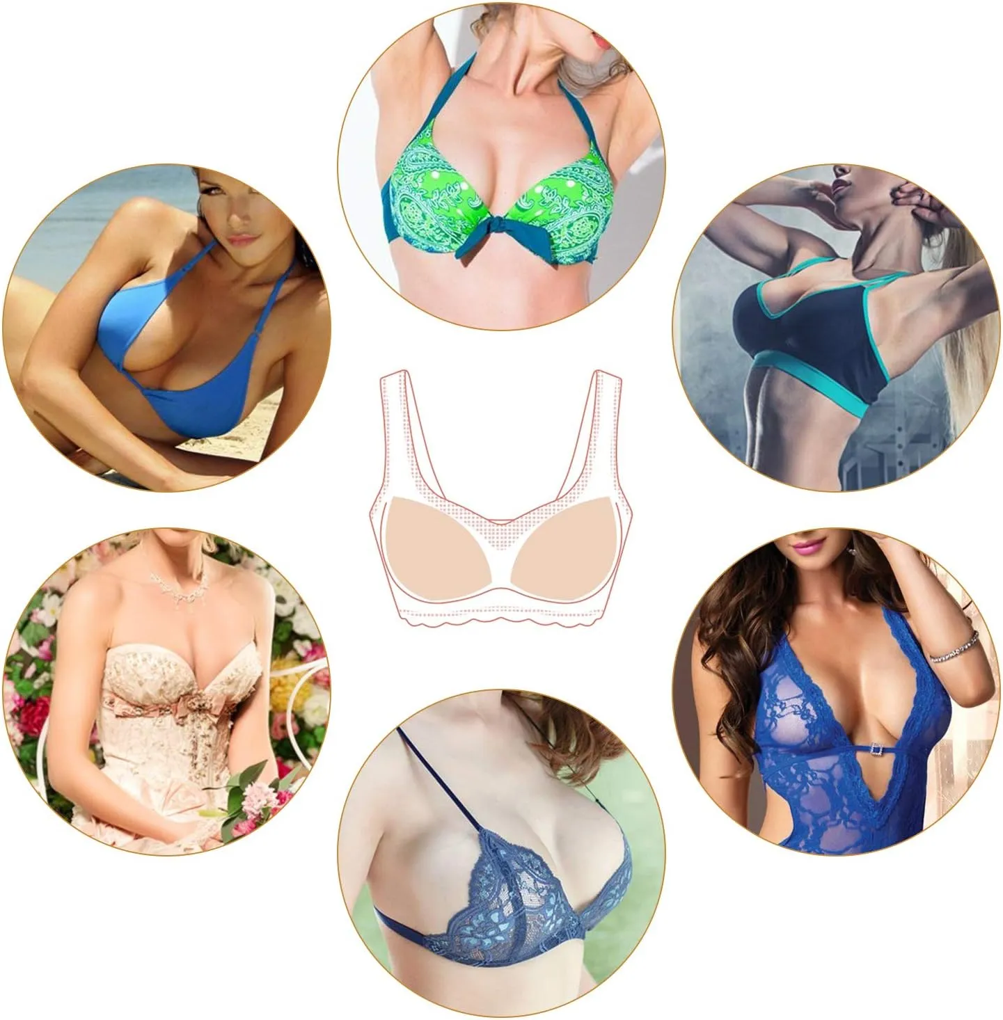 TopBine Bra Pads Inserts Women's Sports Cups Inserts Bra Replacement Inserts Bra Padding for Bikini Swimsuit
