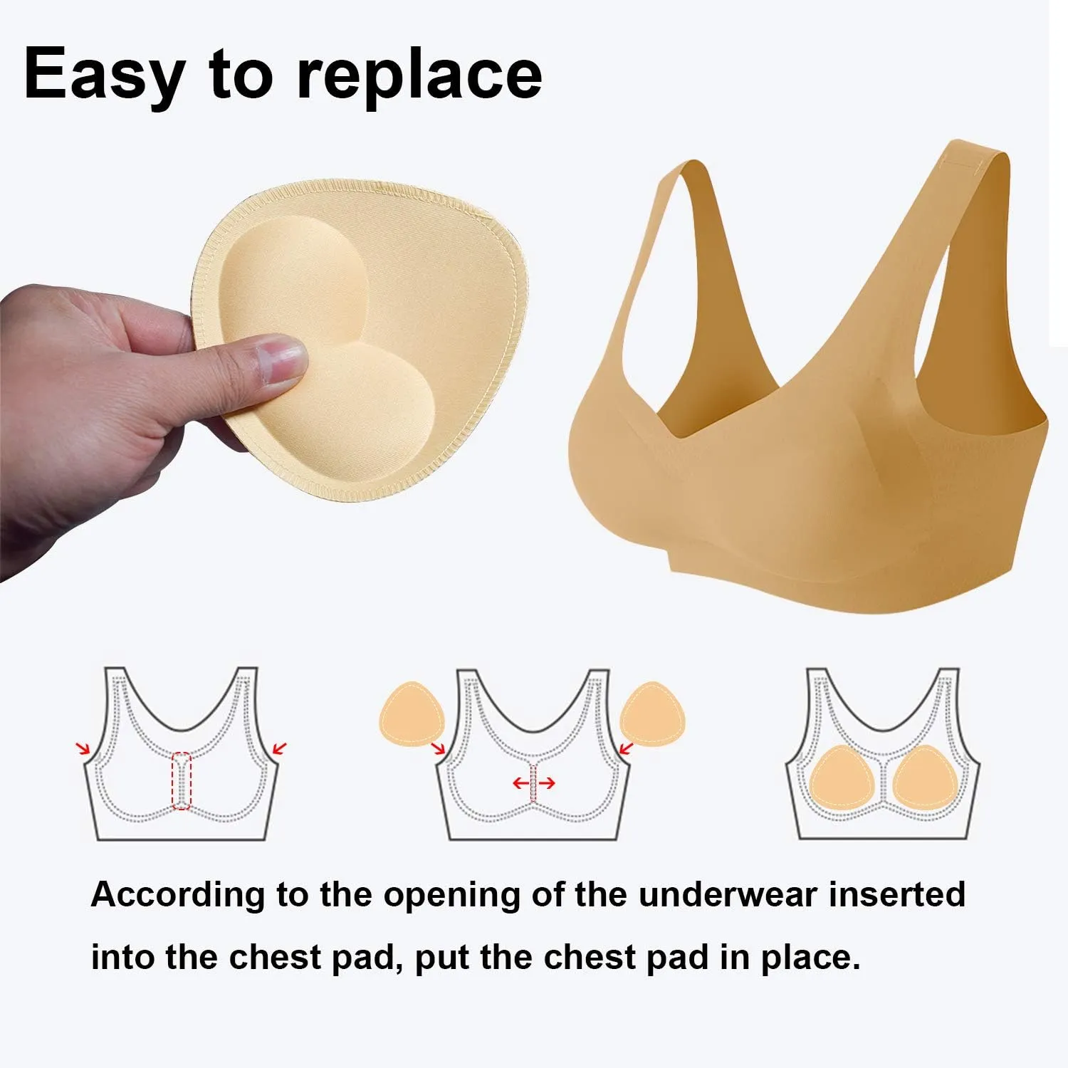 TopBine Bra Pads Inserts Women's Sports Cups Inserts Bra Replacement Inserts Bra Padding for Bikini Swimsuit