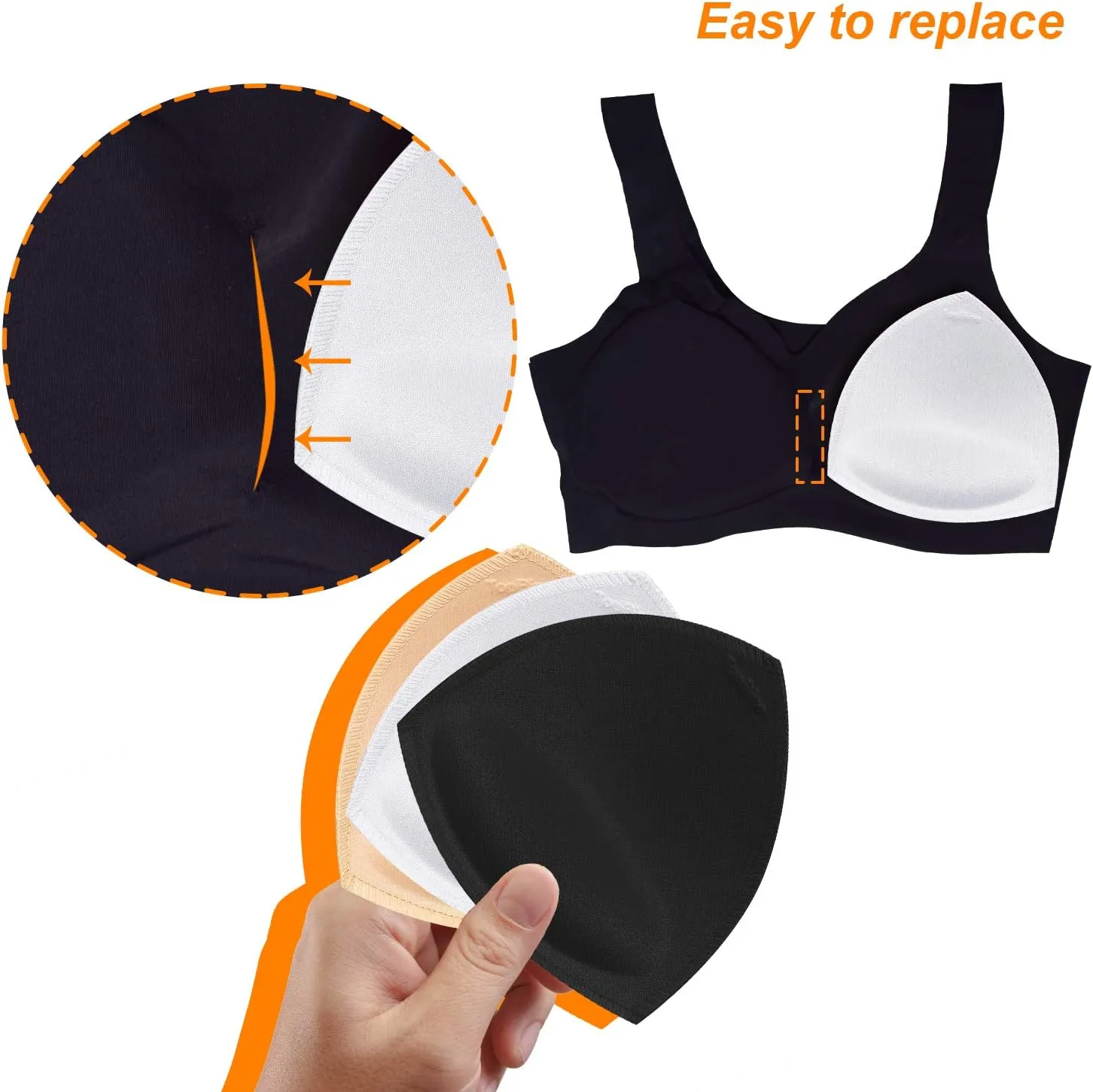 TopBine Bra Pads Inserts Women's Sports Cups Removable Bra Replacement Insert for Bikini Swimsuit