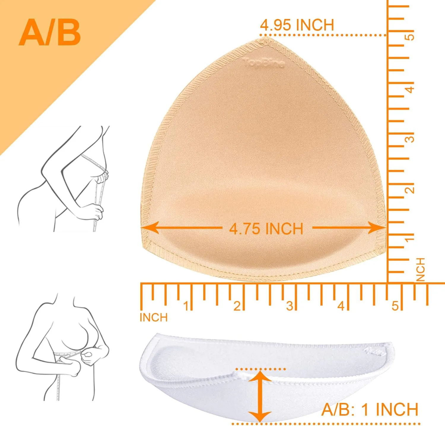 TopBine Bra Pads Inserts Women's Sports Cups Removable Bra Replacement Insert for Bikini Swimsuit