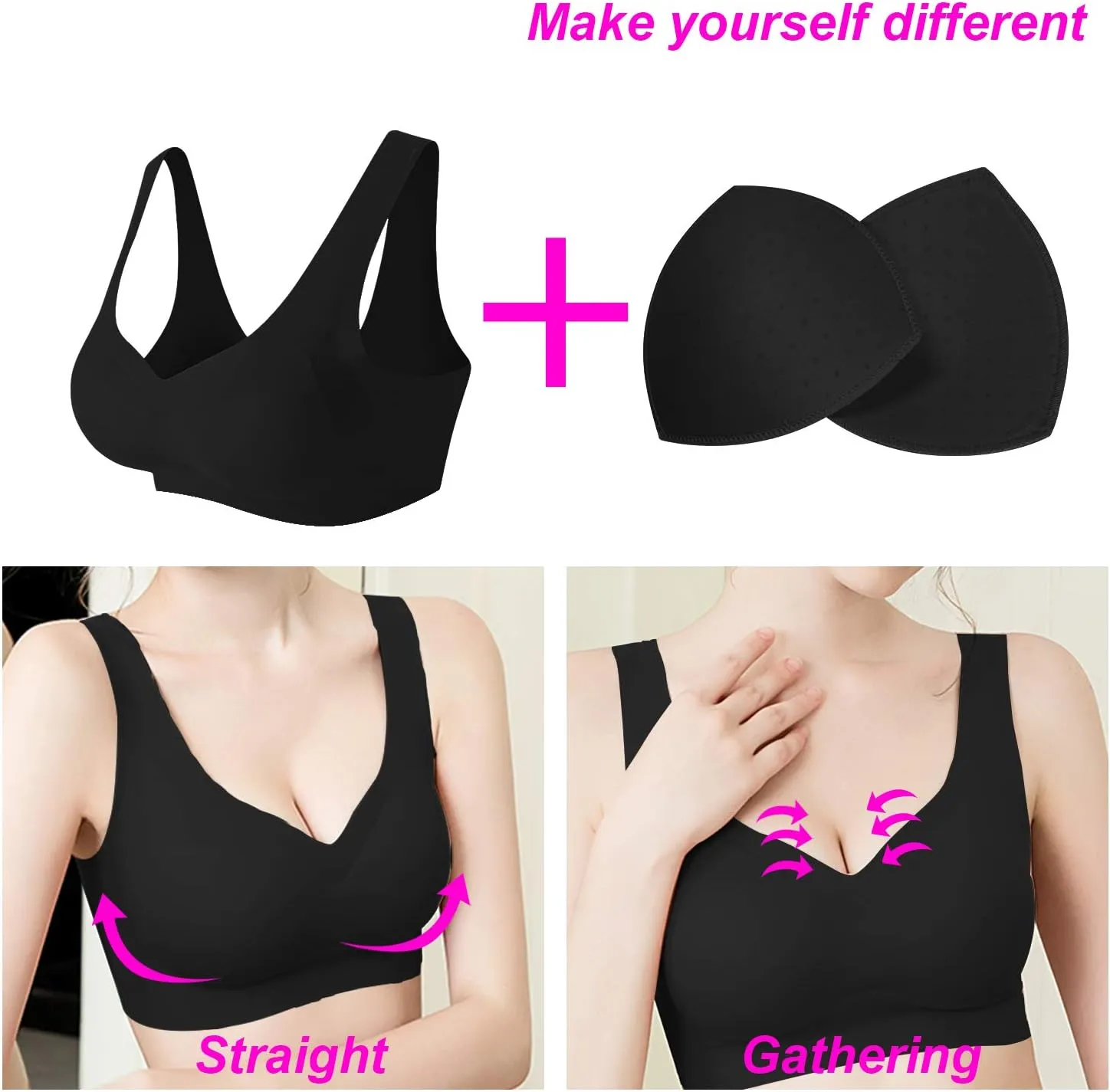 TopBine Removable Bra Pads Inserts Women's Comfy Sports Cups Bra Insert for BIkini Top Swimsuit