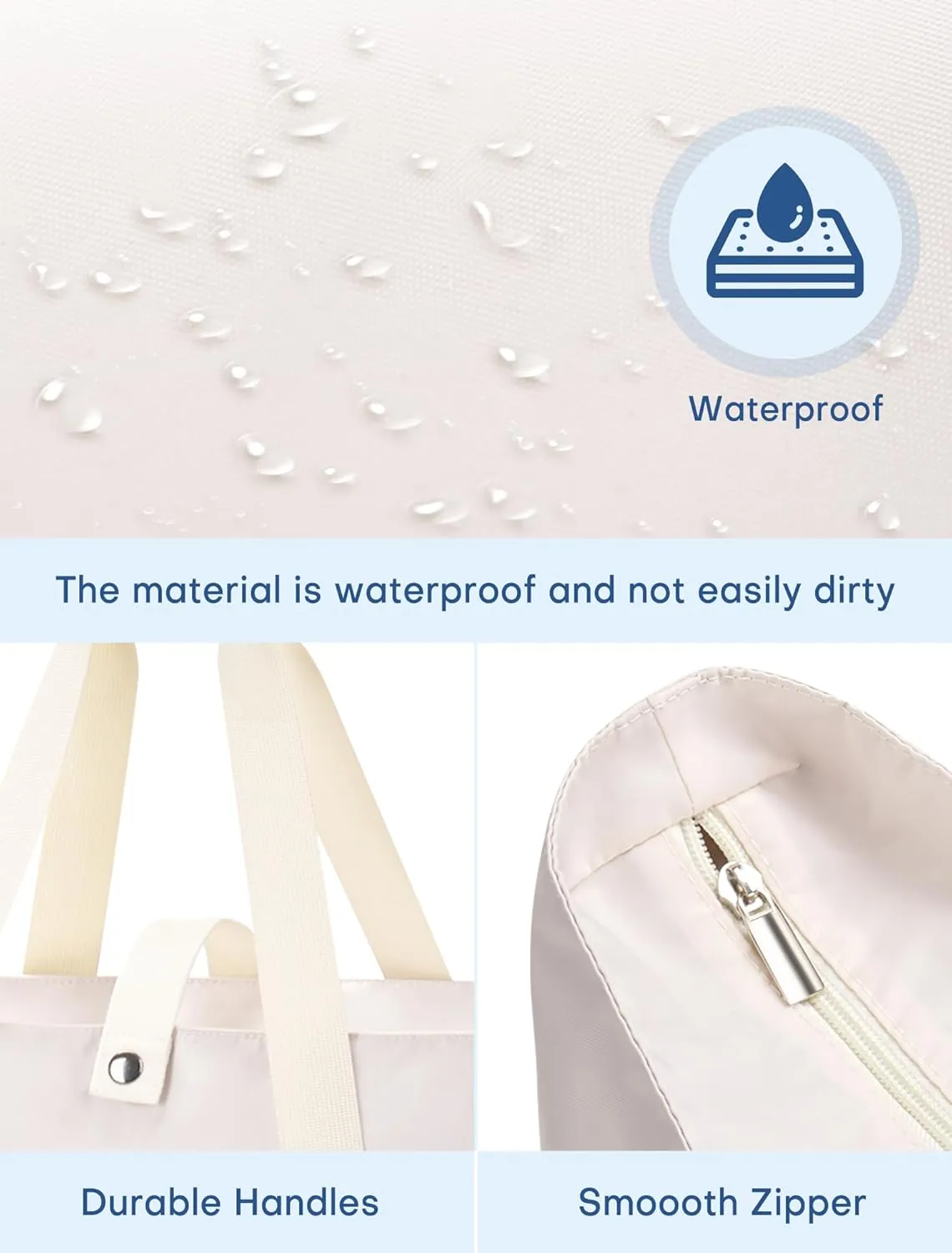 Tote Bag for Women, Foldable Nylon Tote Bag With Zipper Large Shoulder Bag Top Handle Handbag
