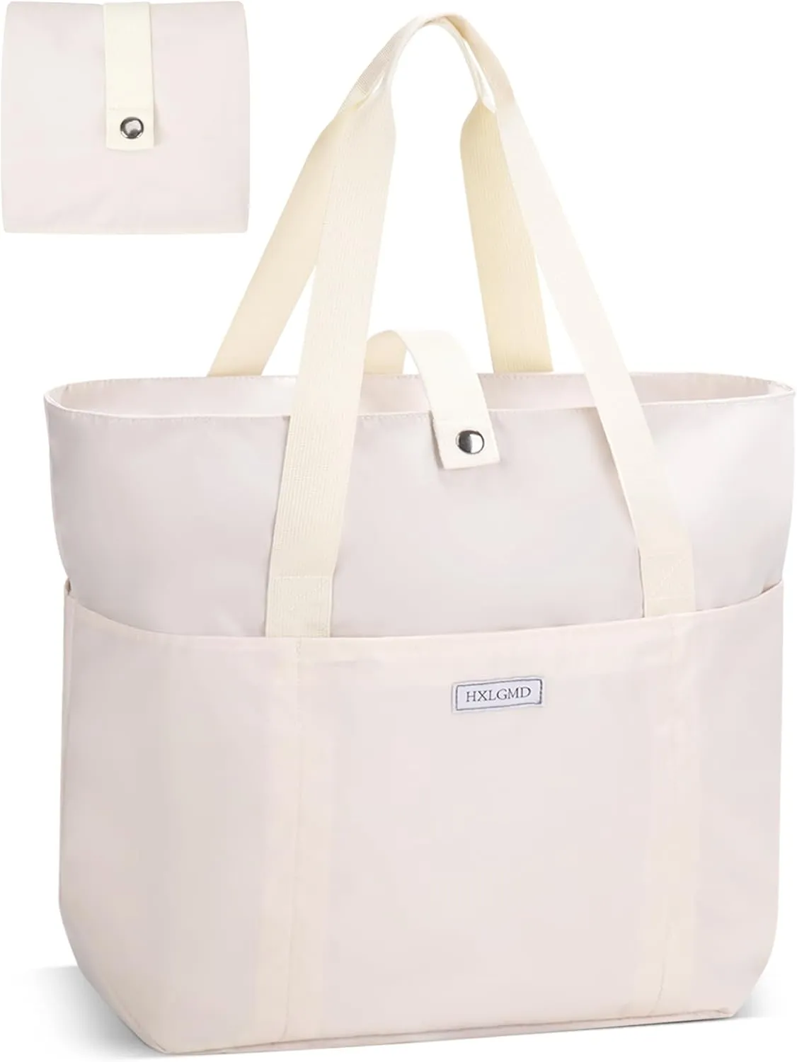 Tote Bag for Women, Foldable Nylon Tote Bag With Zipper Large Shoulder Bag Top Handle Handbag
