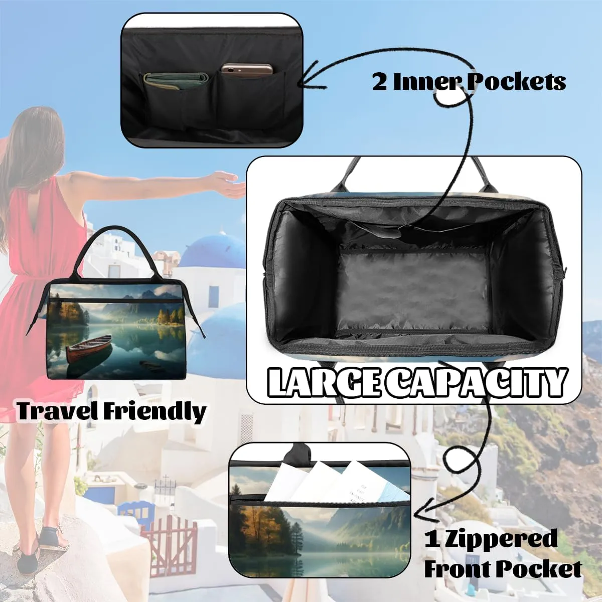 Tote Bag for Women, Lightweight Tote Bag with Zipper, Large Shoulder Bag Handbag for Travel, Work