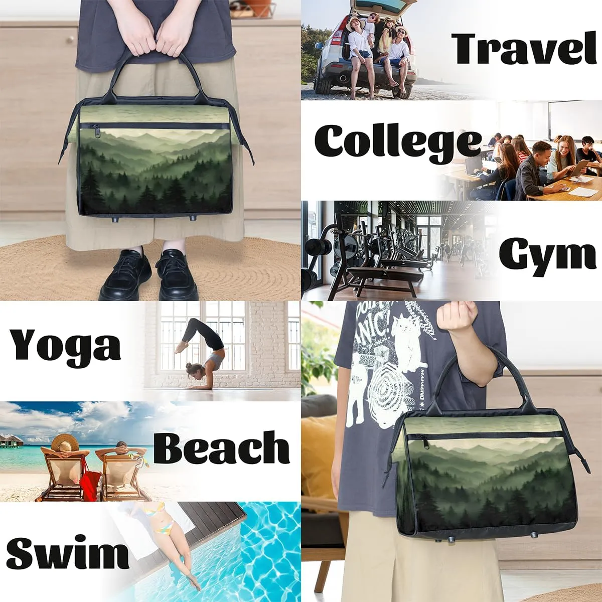 Tote Bag for Women with Zipper, Lightweight Travel Tote Bag Large Shoulder Bag Handbag for Work, Gym