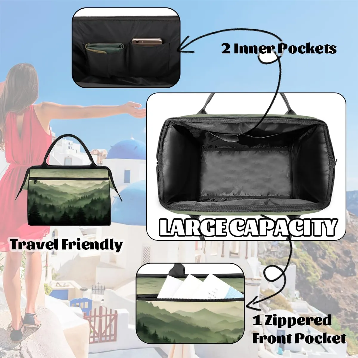 Tote Bag for Women with Zipper, Lightweight Travel Tote Bag Large Shoulder Bag Handbag for Work, Gym