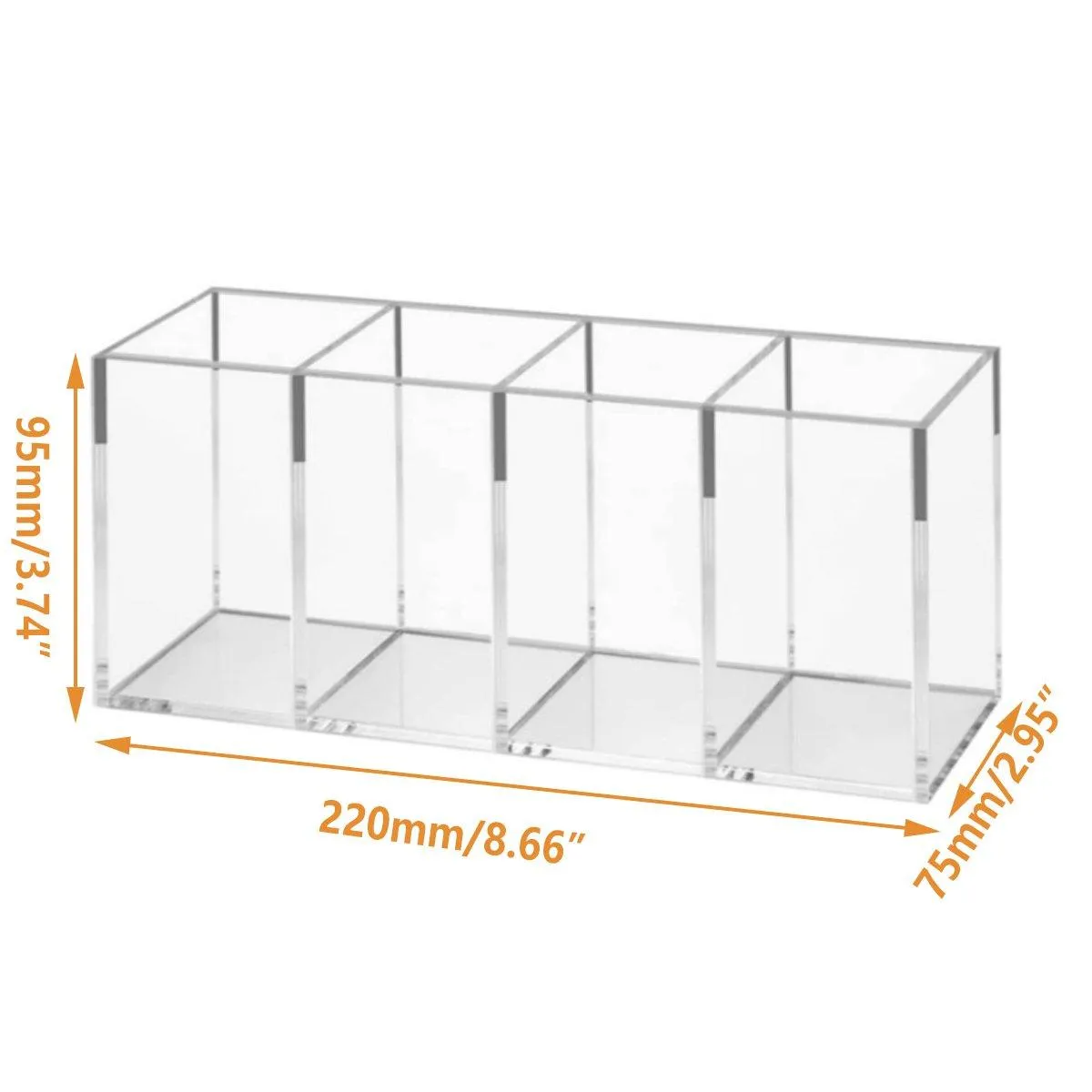 Transparent Acrylic Storage Box with Four Compartments Organiser for Home Office