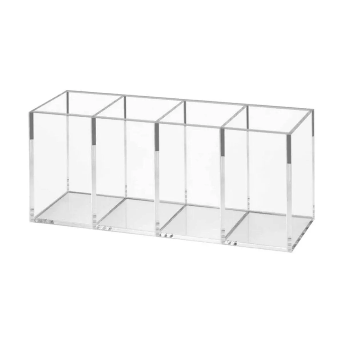 Transparent Acrylic Storage Box with Four Compartments Organiser for Home Office