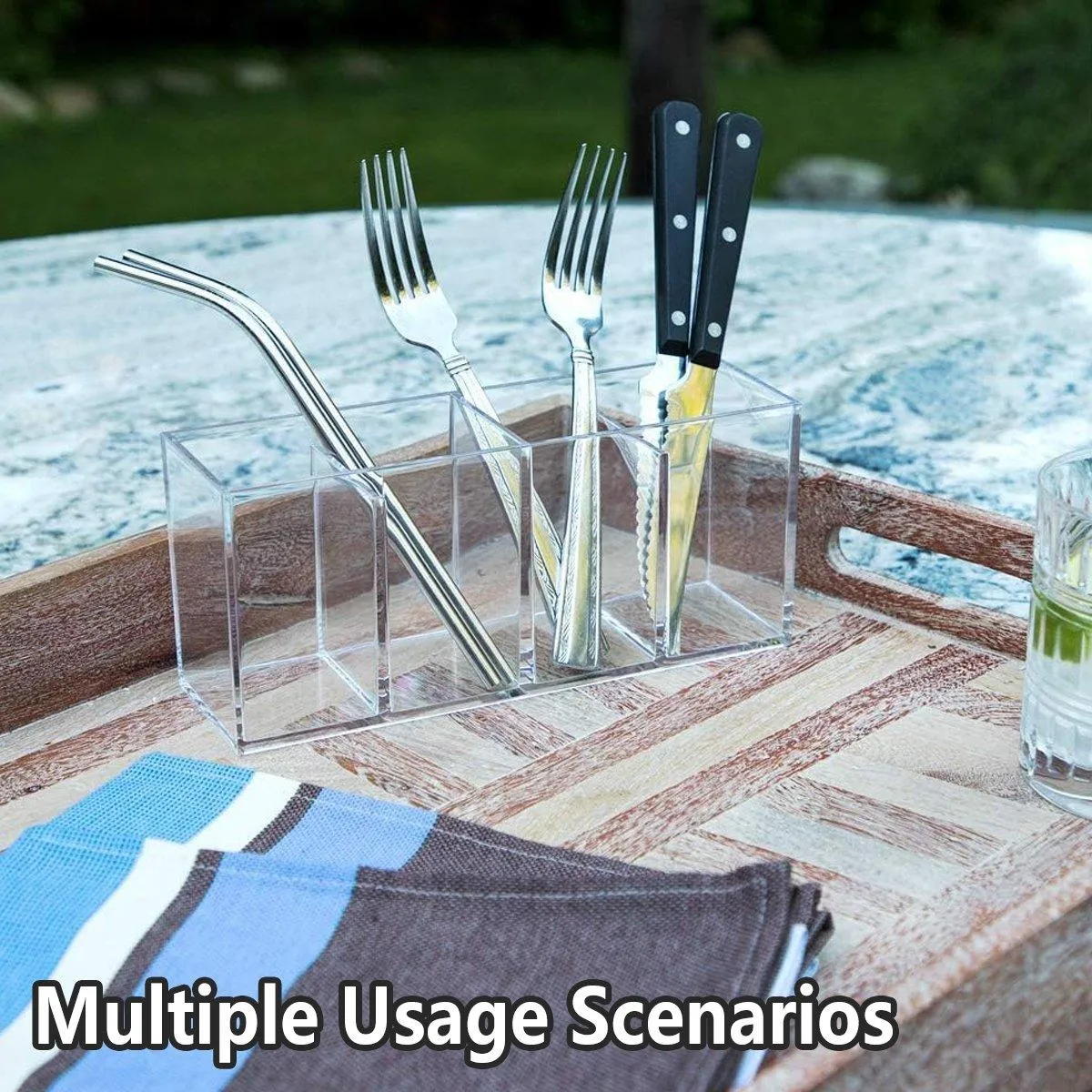 Transparent Acrylic Storage Box with Four Compartments Organiser for Home Office
