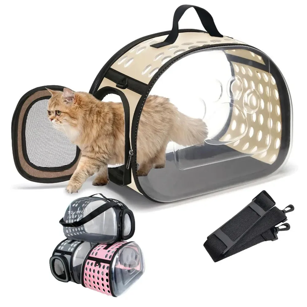 Transparent Collapsible Pet Travel Carrier Bag for Dog or Cat
